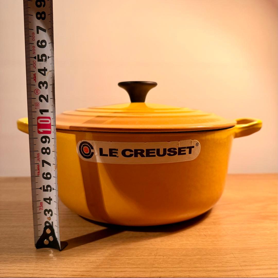 ル・クルーゼ ココットロンド LE CREUSET イエロー 鋳鉄鍋 蓋付き⑳