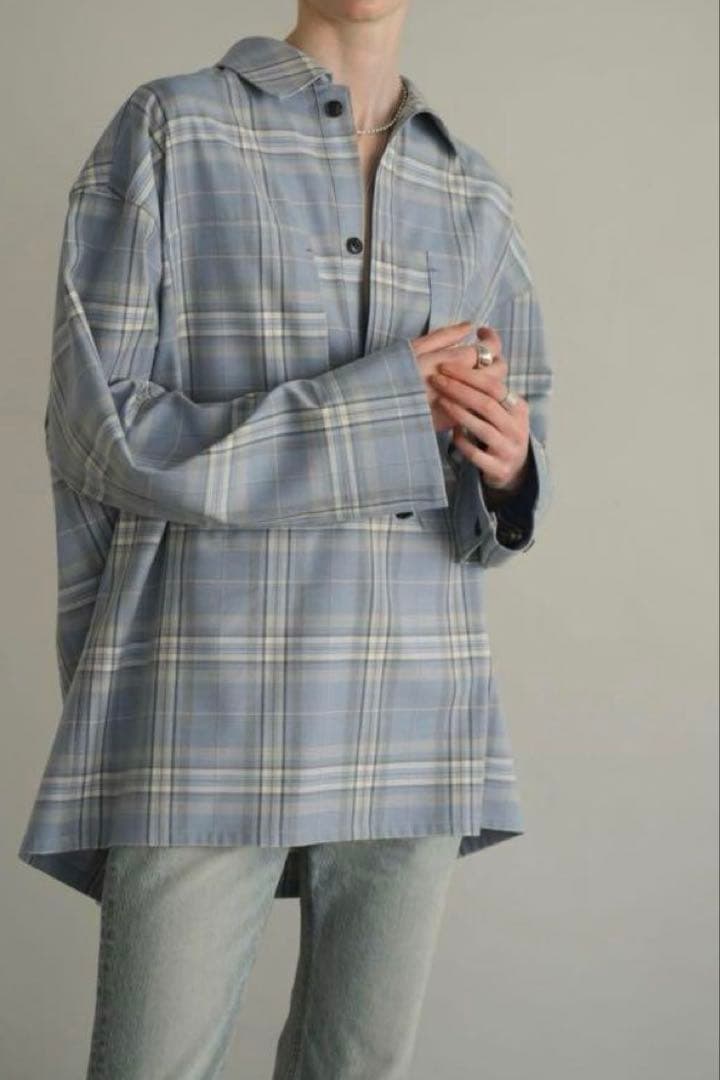 CLANEのCHECK POCKET OVER SHIRT