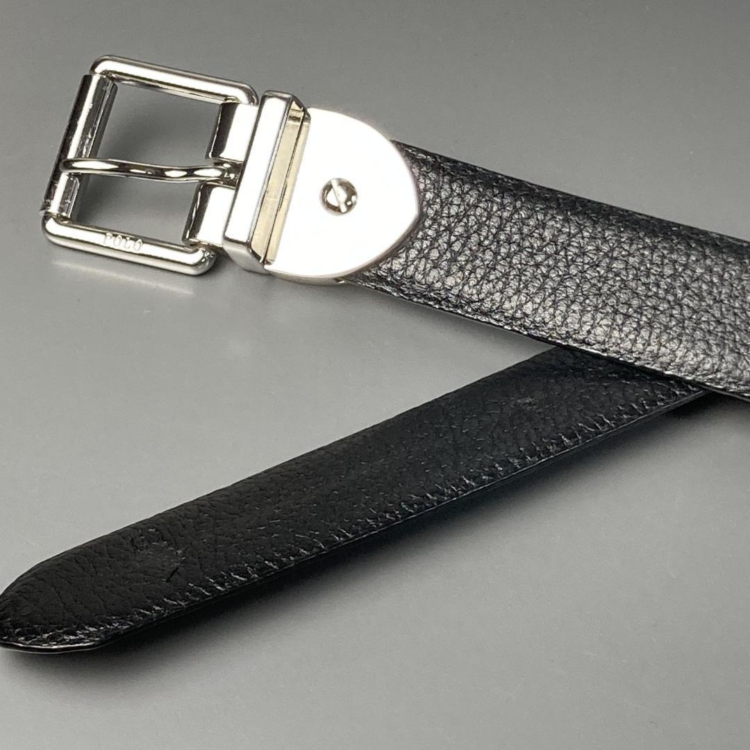 【ほぼ未使用】ポロラルフローレン　ポニー刻印キャビアスキン　レザーベルト　メンズ