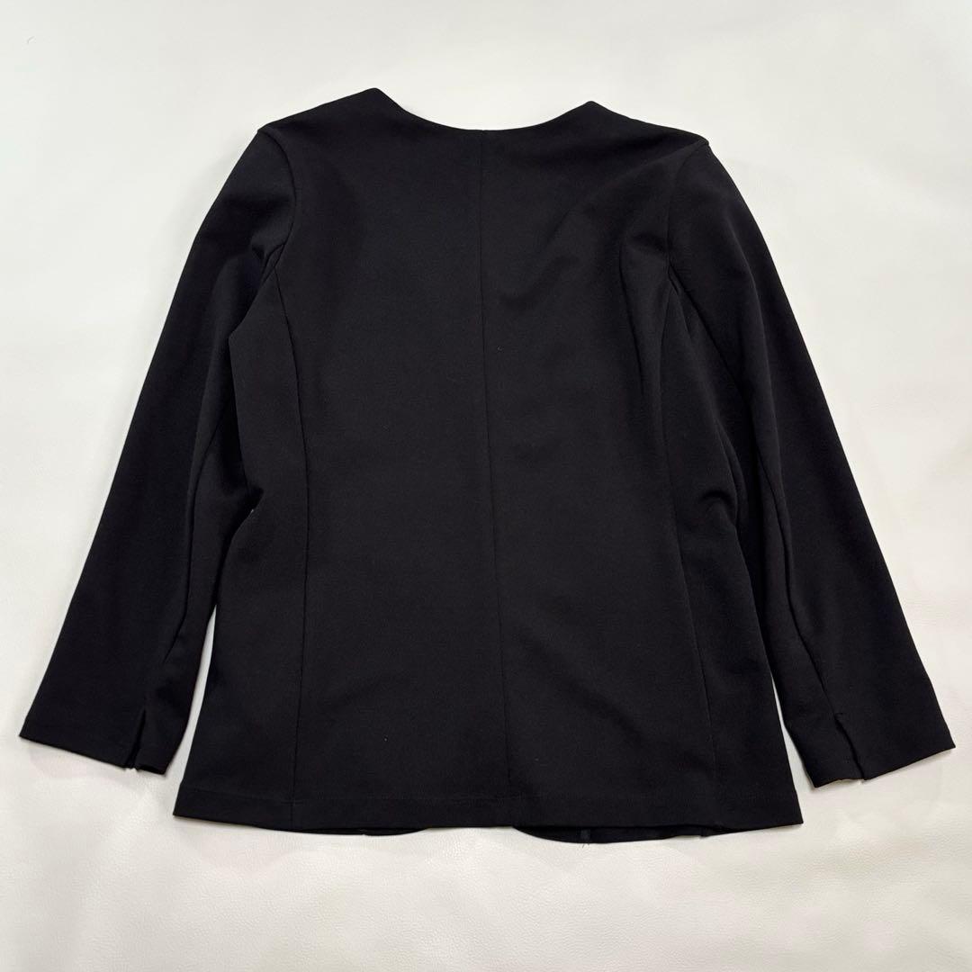 ナノユニバース パンツスーツ セットアップ Mサイズ ノーカラー 黒 洗える