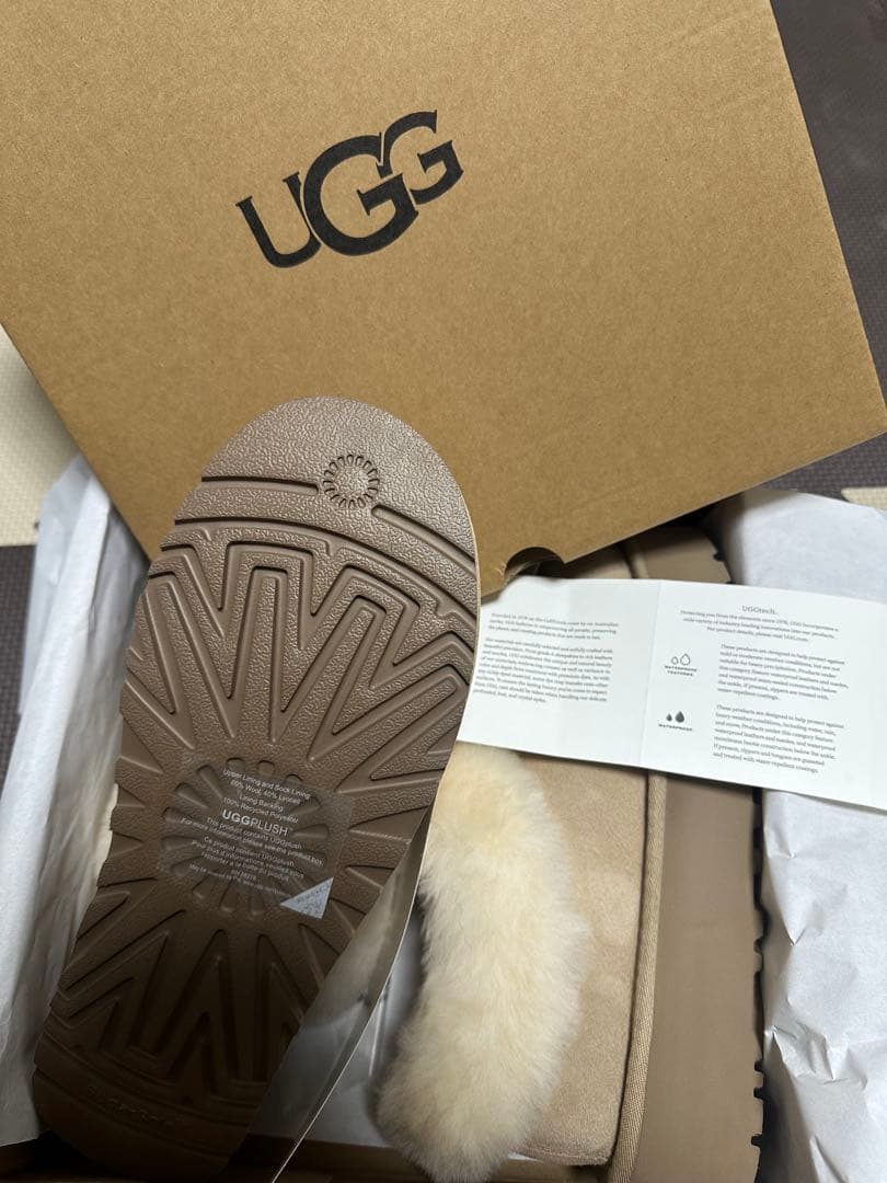 UGGムートンブーツ ベージュ ファー付き