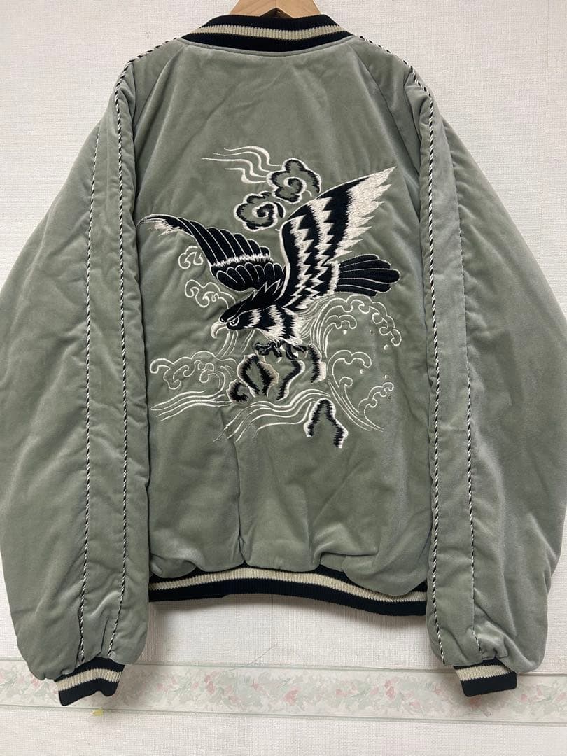 新品未使用　テーラー東洋　別珍　スカジャン　ブラックイーグル×ジャパンマップ