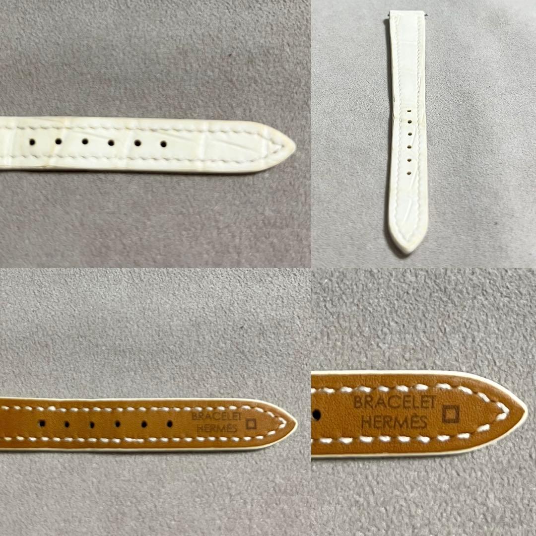 Hウォッチ ミニ ベルト Hermes エルメス 時計 腕時計 アリゲーター 白