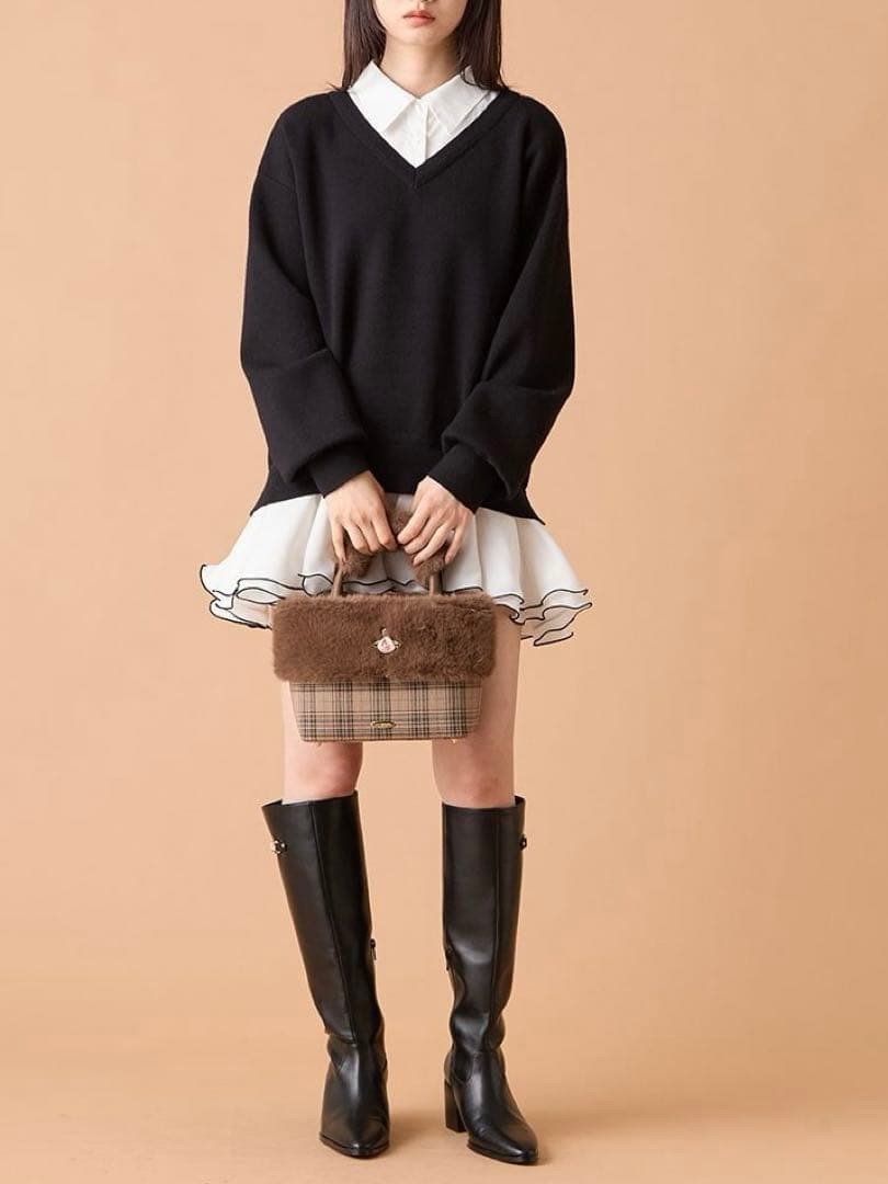 LILYBROWN シャツドッキングフリルミニワンピース