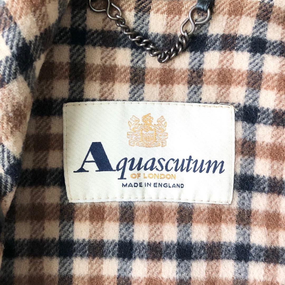 2905Aアクアスキュータム ロングダッフルコート 紺　XL相当