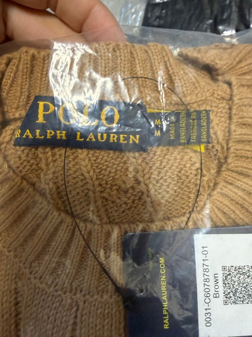 【新品】ポロラルフローレン ケーブルニット コットン キャメル Mサイズ