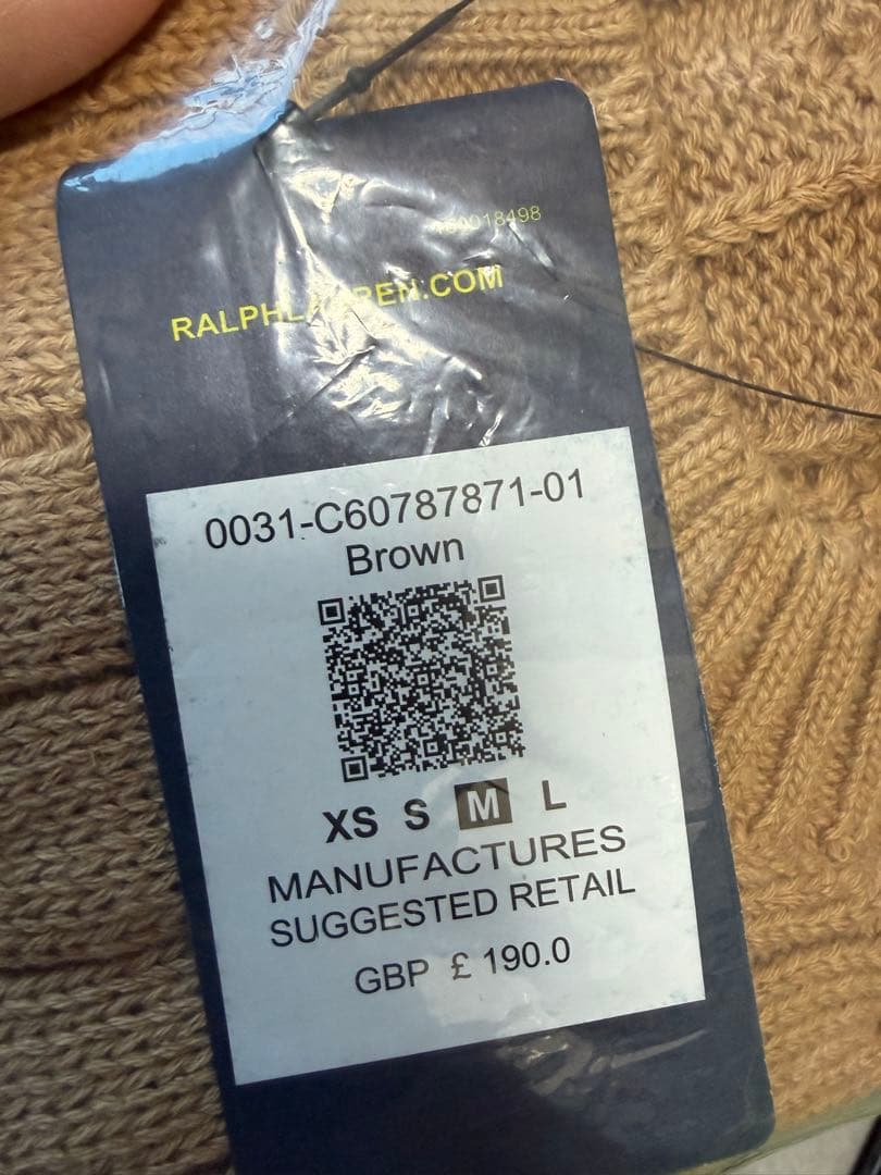 【新品】ポロラルフローレン ケーブルニット コットン キャメル Mサイズ