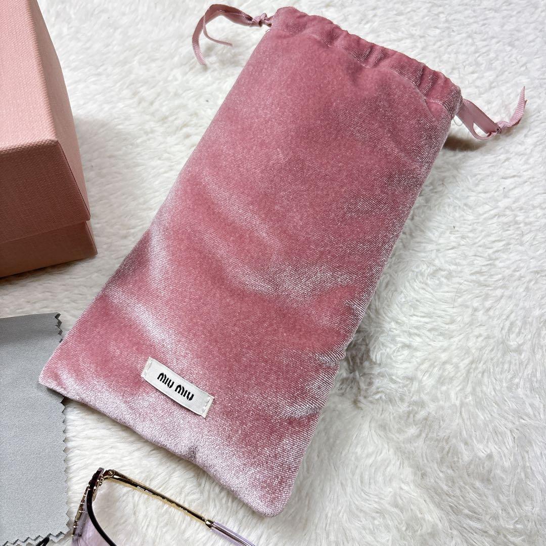 美品 ミュウミュウ サングラス ロゴ金具 夜明けのサングラス パープル×ゴールド