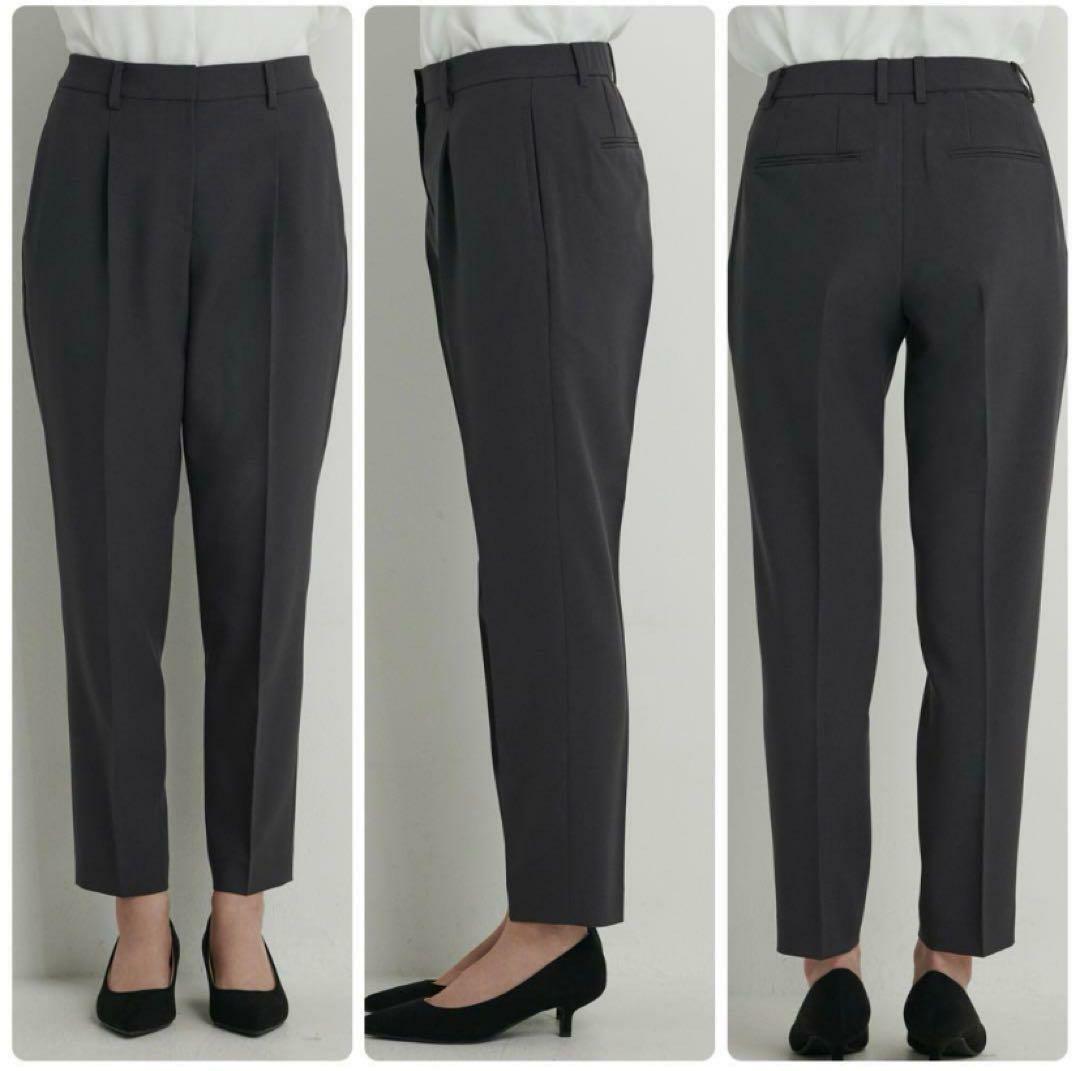 PLST プレミアムオックスカラーレスジャケット&テーパードパンツ黒セットアップ