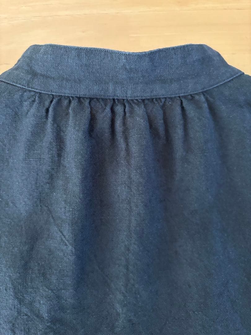 wafu リネン プルオーバー ブラウス スタンドカラー ／ ブラック