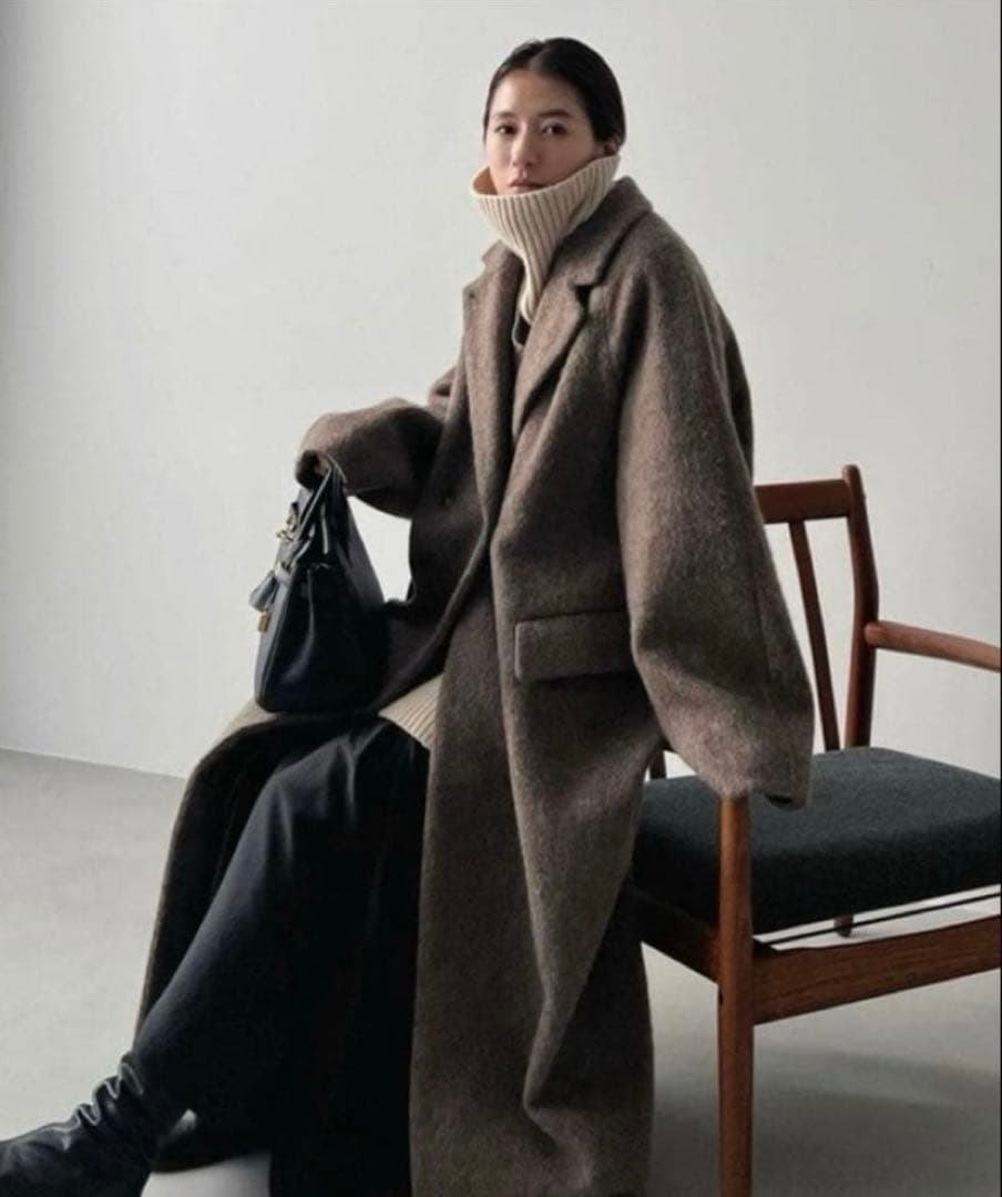 【CLANE】ダブルウールロングコート ブラウン サイズ0