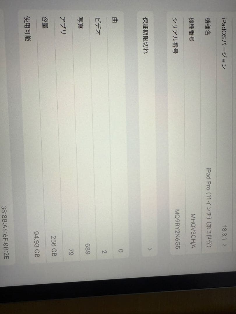 Ipad pro 11 （第3世代) 256gb