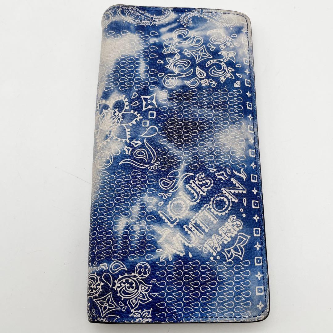 ルイヴィトン ポルトフォイユ ブラザ 長財布 バンダナ 青 希少2022限定品