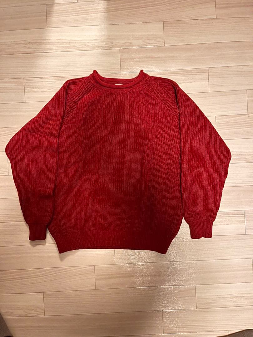 短丈L.L.Bean 赤 ニットセーター Mサイズ　ラグラン