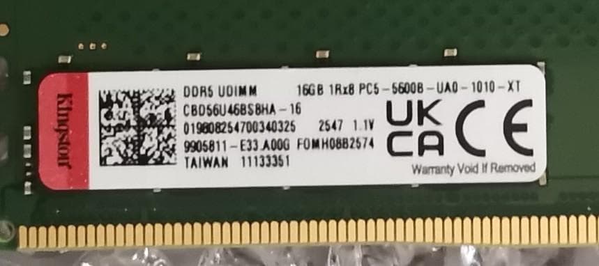 Kingston DDR5 16GB×2枚 合計32GB　PC5-5600