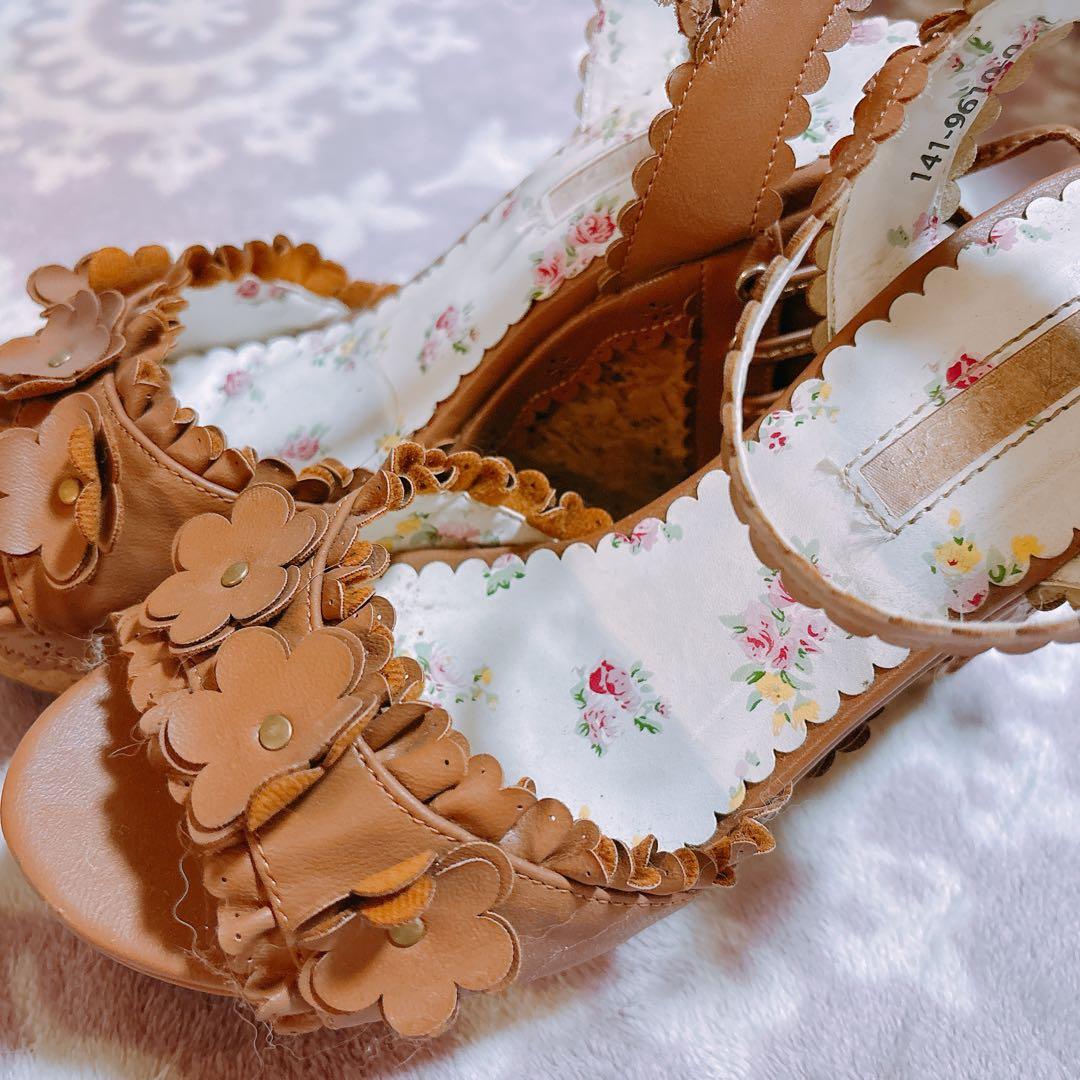 ♥LIZLISAリズリサ フラワーハイヒールブラウン♥Lサイズ