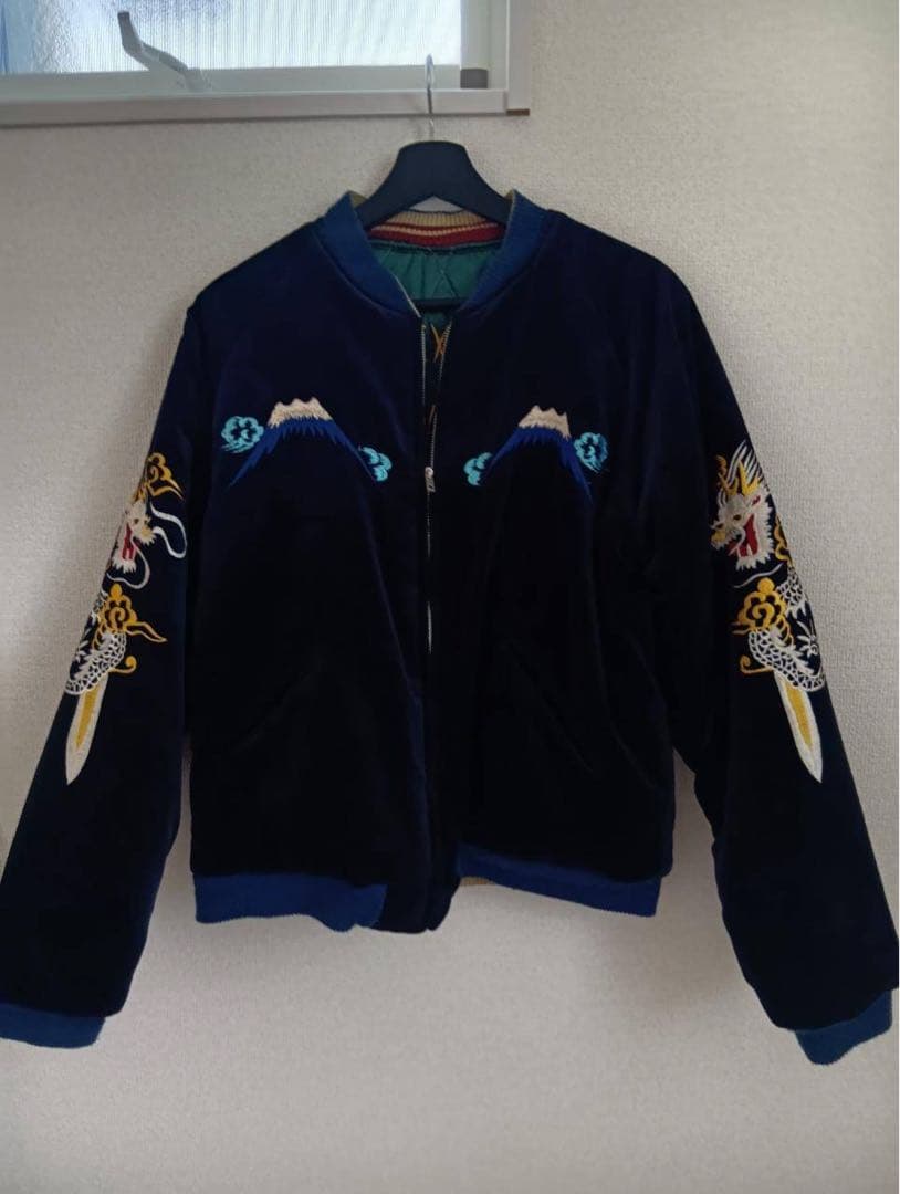 テーラ東洋スカジャン ネイビー 別珍軍艦サイズL