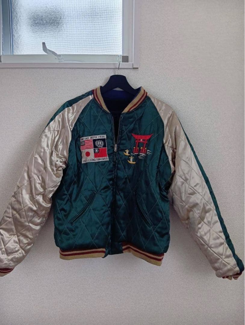 テーラ東洋スカジャン ネイビー 別珍軍艦サイズL