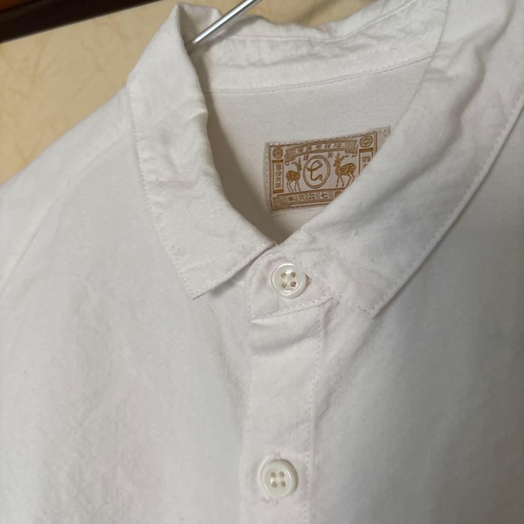 【美品】中川政七商店 綿麻ラグランワークシャツ 白 コットンリネン