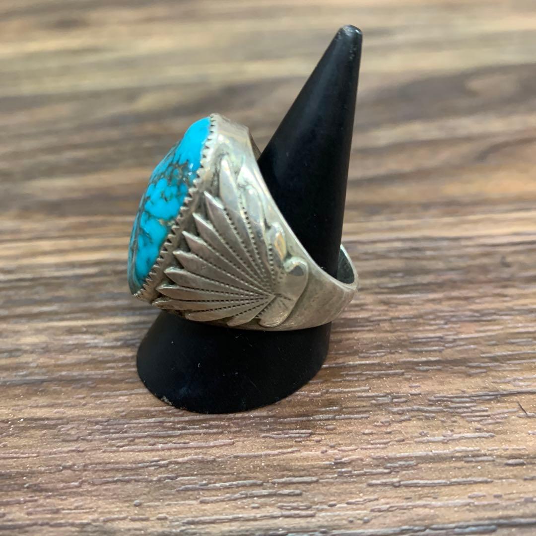 中古 インディアンジュエリー シルバーリング　RLB刻印 27号 ターコイズ2