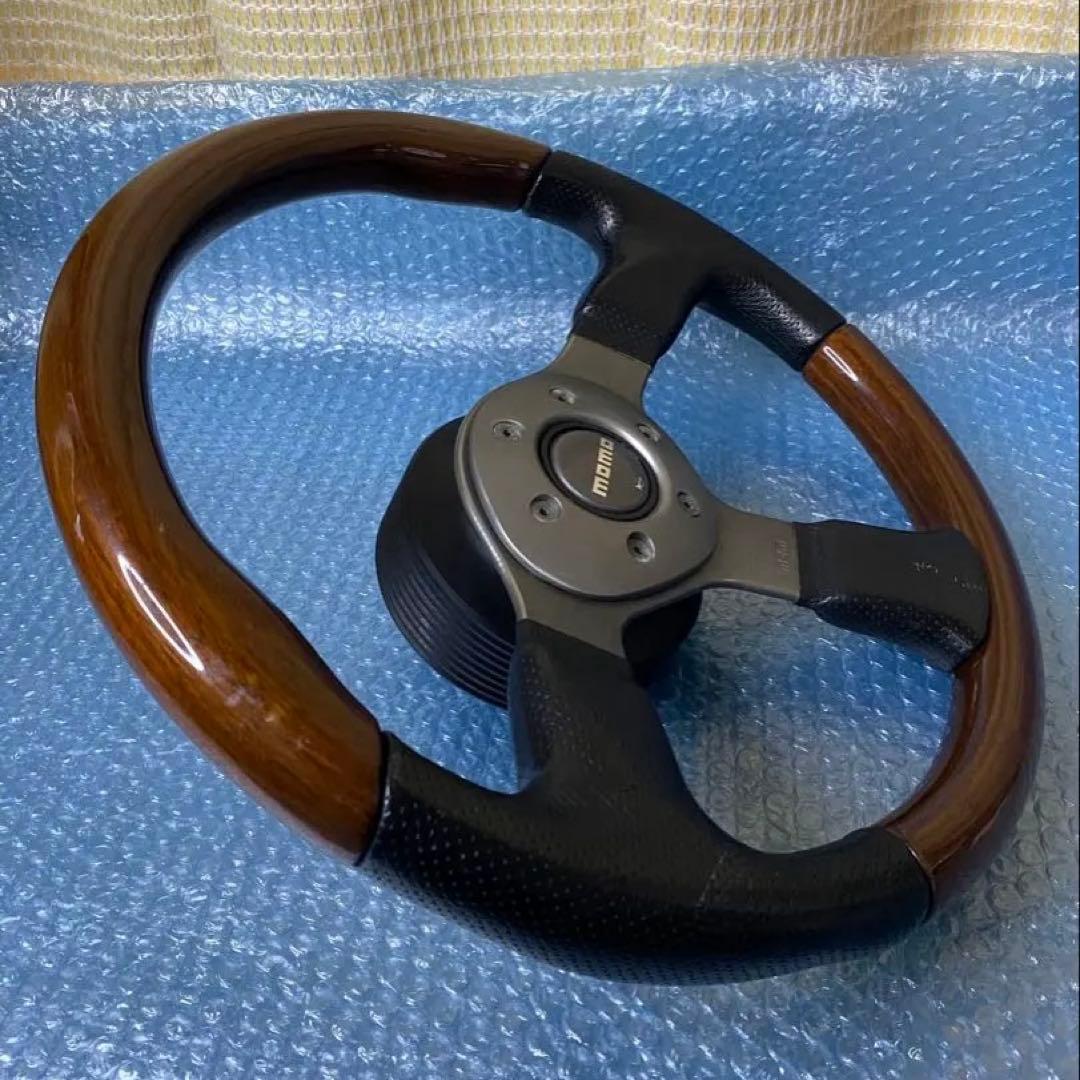 絶版品 希少 MOMO FIGHTER 35Φ レザー ウッドコンビ