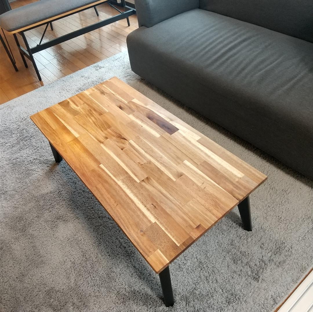 アカシア無垢集成材折りたたみローテーブル【900ｍｍ×450ｍｍ】