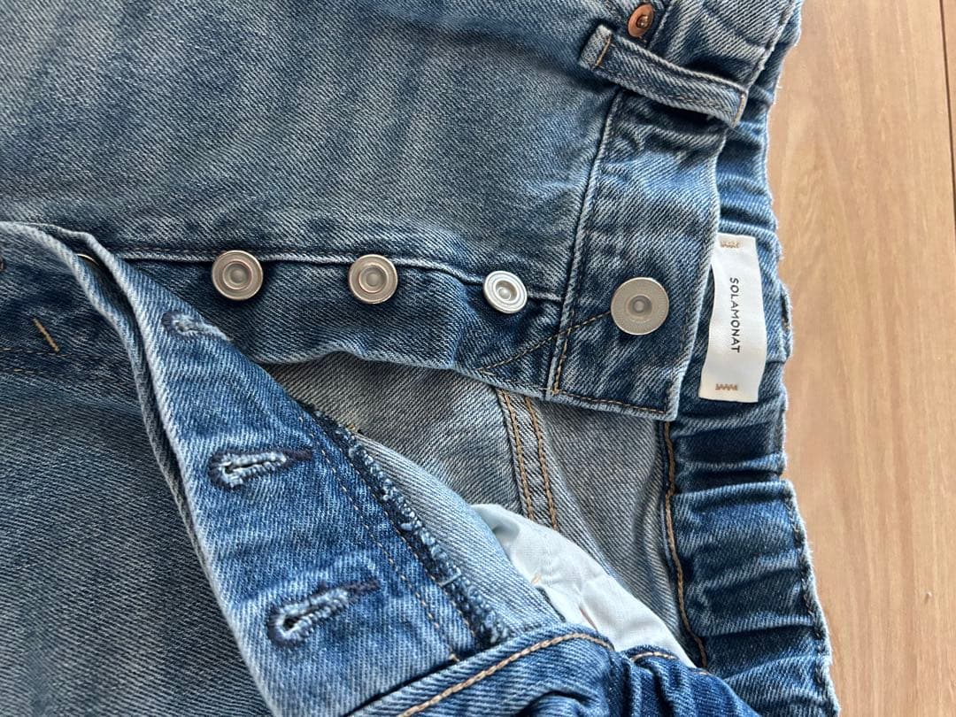 SOLAMONAT♡ルーズストレートイージーデニムパンツ ダメージデニム