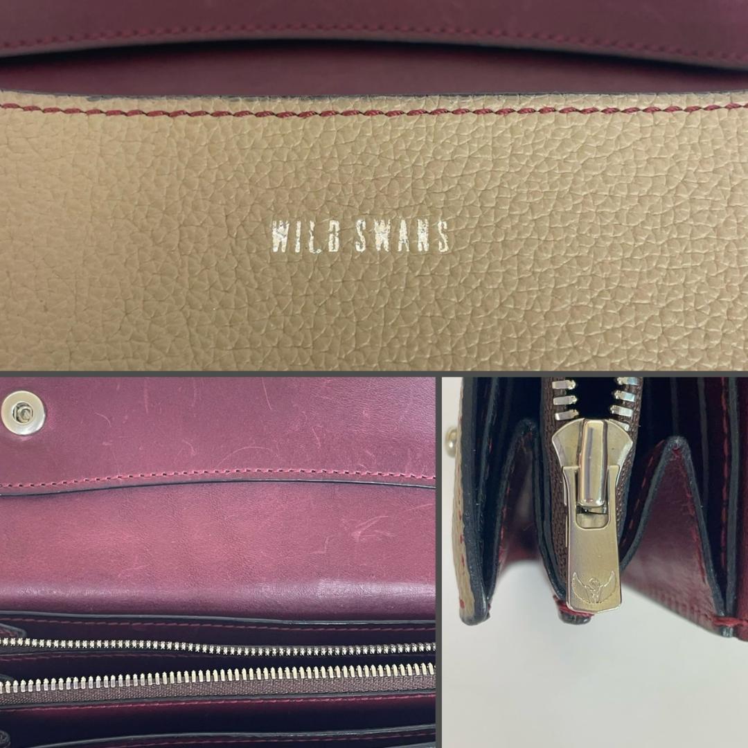 希少品 良品 ワイルドスワンズ ウェイブ シュランケンカーフ 長財布 トープ