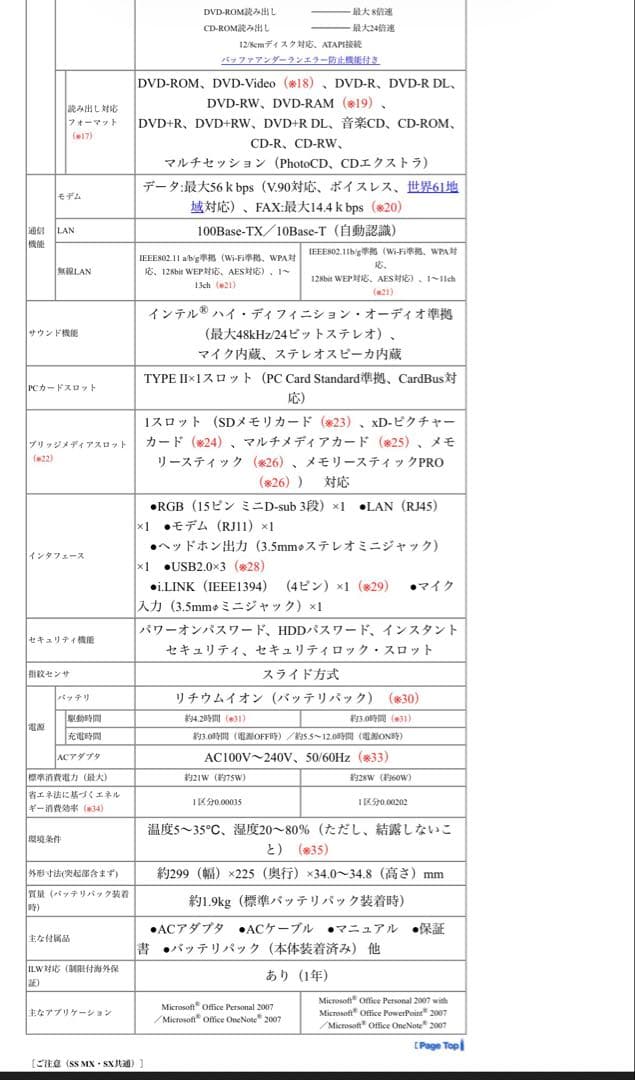 【1084】東芝Dynabook SS MX/25A Vista office