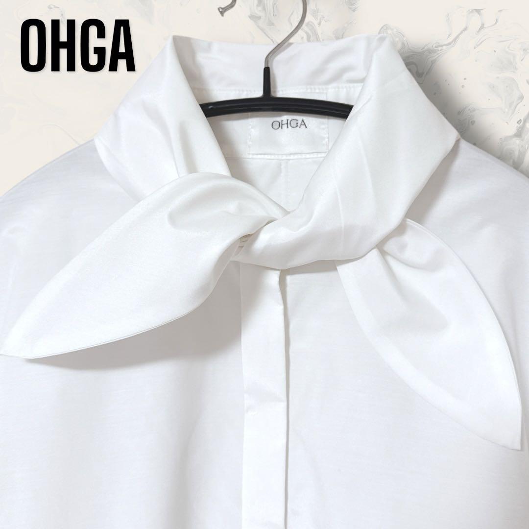 【未使用】 OHGA ボウタイ リボン ボリューム スリーブ ブラウス シャツ