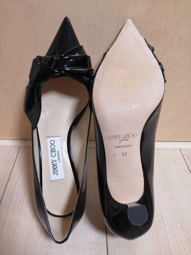 未使用 JIMMY CHOO エナメルリボンパンプス ブラック 37