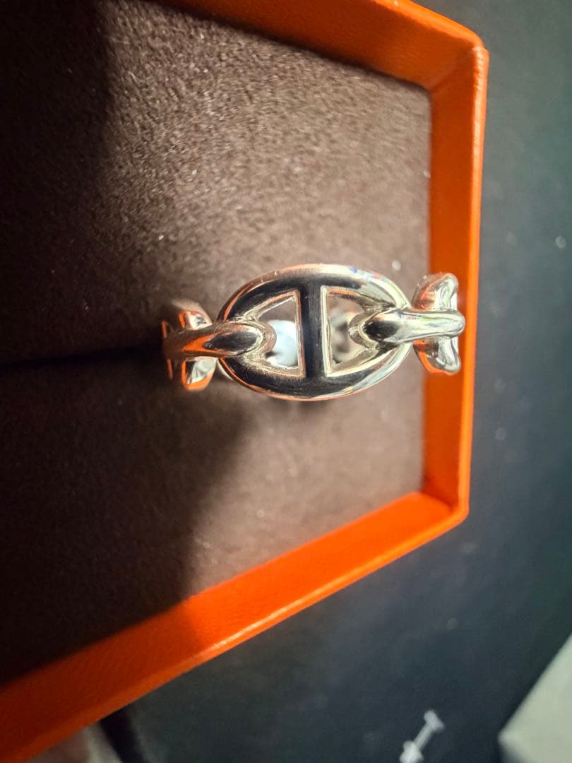即日発送　HERMES シルバーリング サイズ58 アンシェネ　シェーヌダンクル