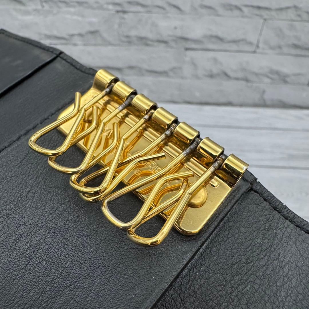 【美品】サンローラン 6連キーケース レザー YSL ロゴ金具 ブラック