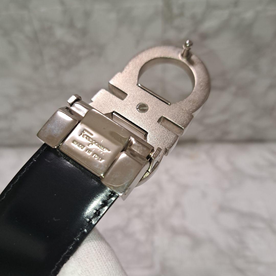 ✨️美品✨フェラガモ ダブルガンチーニ ベルト レザー シルバー 金具ブラック