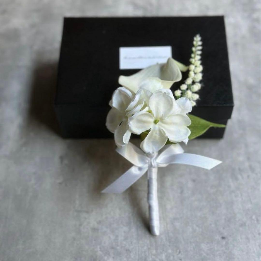 ウェディング　ブーケ　ブートニア付き　キャスケードブーケ　結婚式　wedding