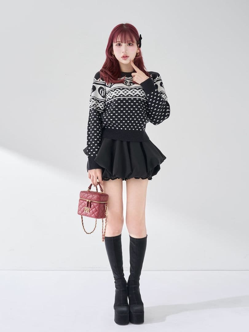 Darich ダーリッチ アーガイル ニットトップス ブラック