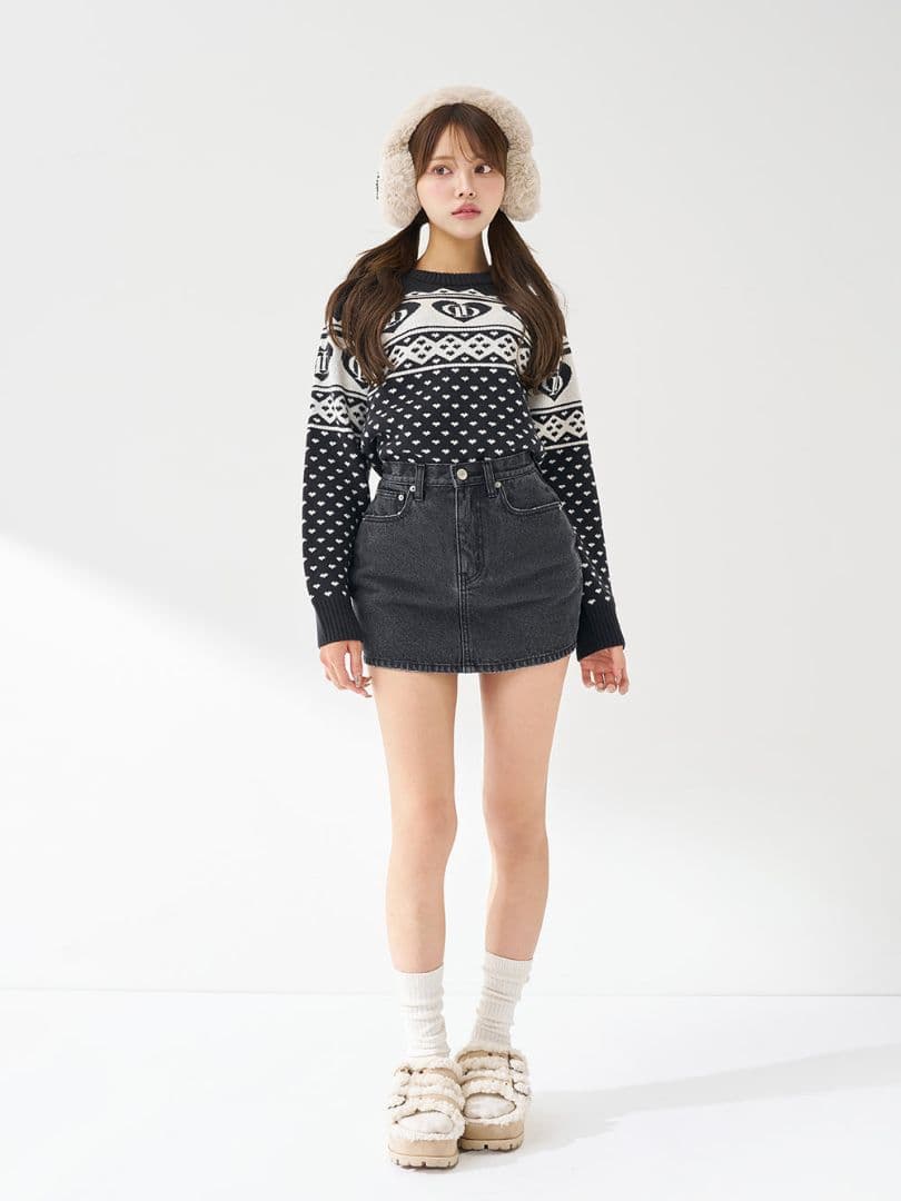 Darich ダーリッチ アーガイル ニットトップス ブラック