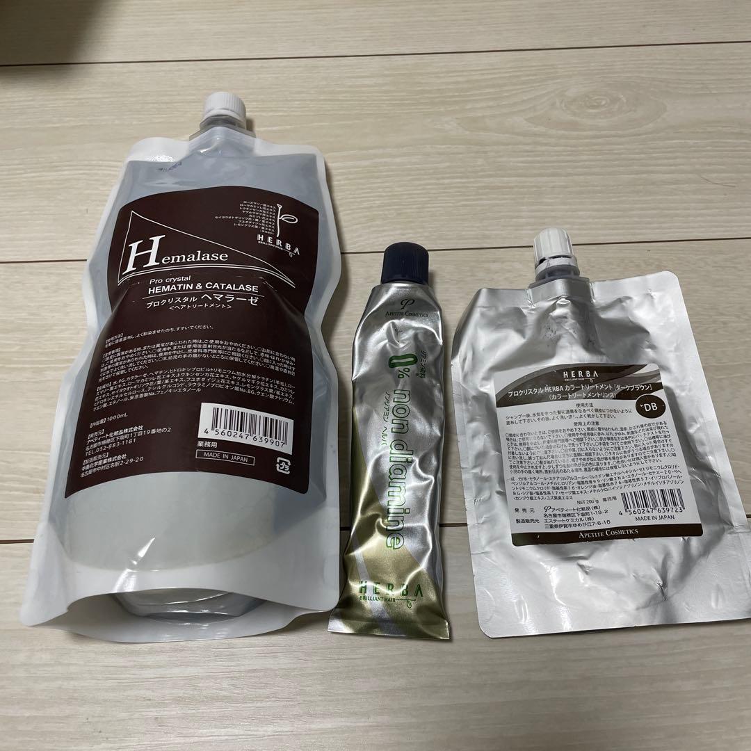 ヘルバ ノンジアミンヘアカラー　白髪染め　ダークブラウン　パーマ　カラーリング