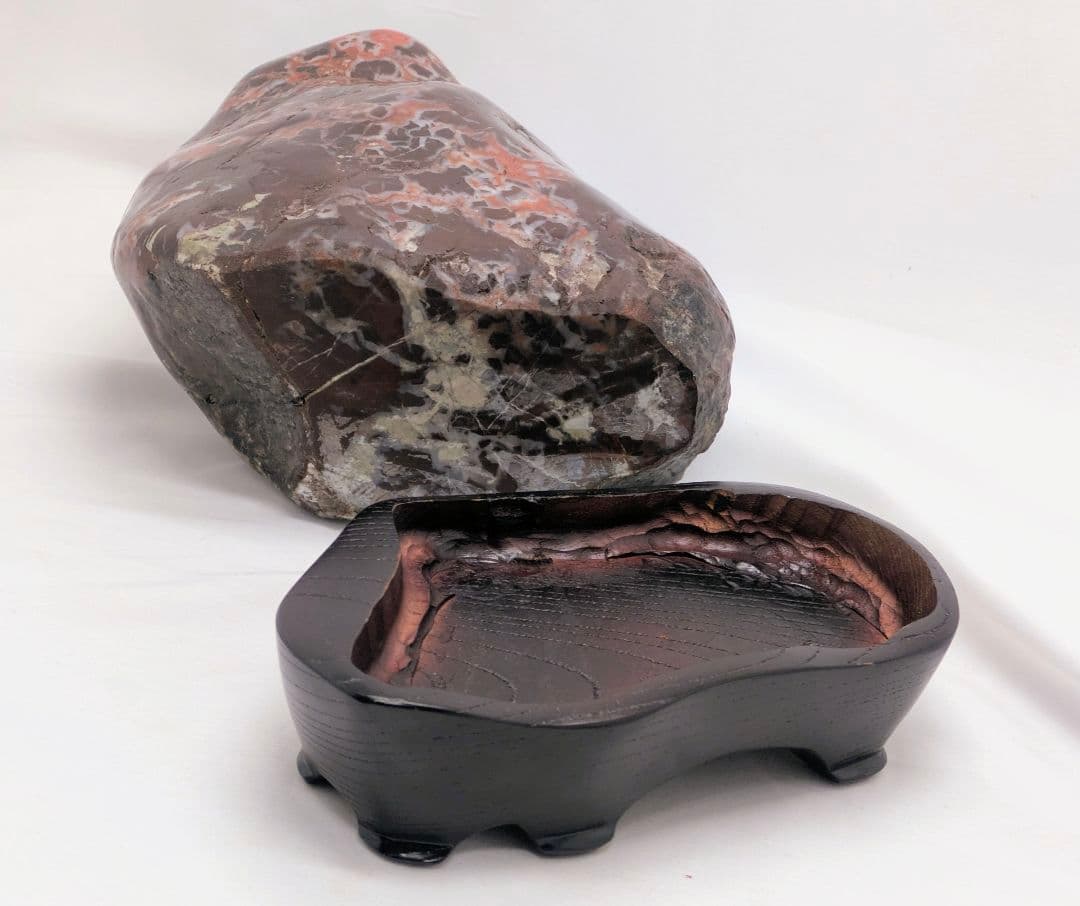 ケ*イ様 雷光石　雷石　両面に火の鳥乱舞　山の形　根尾 鑑賞石 水石 自然石　木