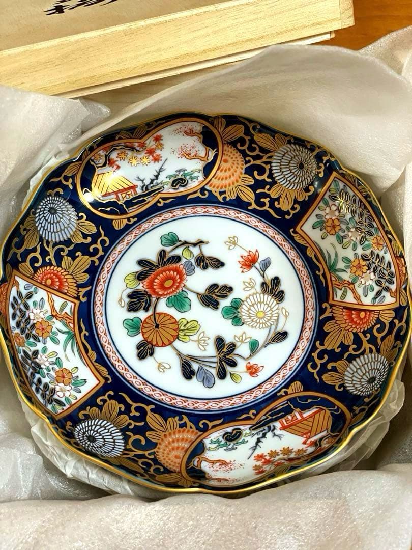 あ*ゅ様 琳派古伊万里様式　和皿揃5枚　木箱入有田焼 其泉窯 盛皿　新品未使用