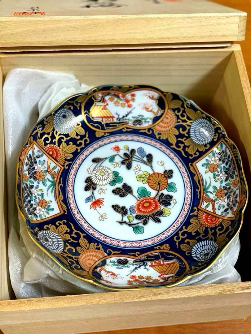 あ*ゅ様 琳派古伊万里様式　和皿揃5枚　木箱入有田焼 其泉窯 盛皿　新品未使用