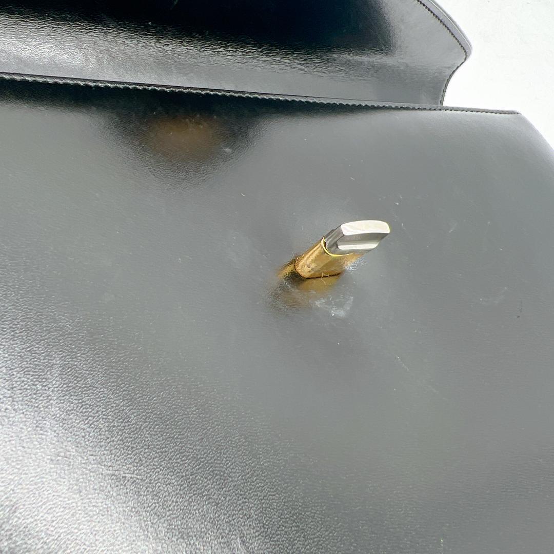 WAKO カーフレザー ターンロック金具 フォーマルバッグ ブラック f528