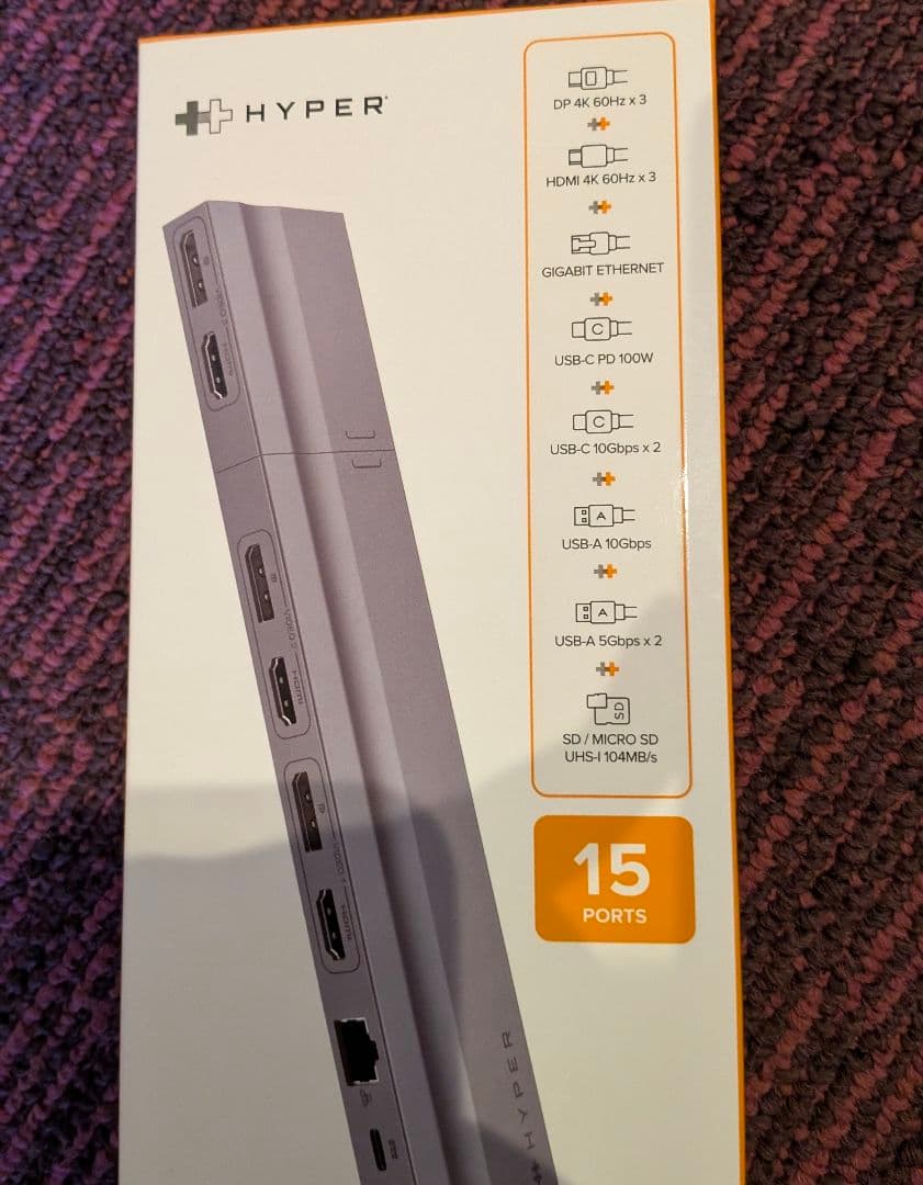 MacBook Pro Hyper 4K ドッキングステーション 15ポート