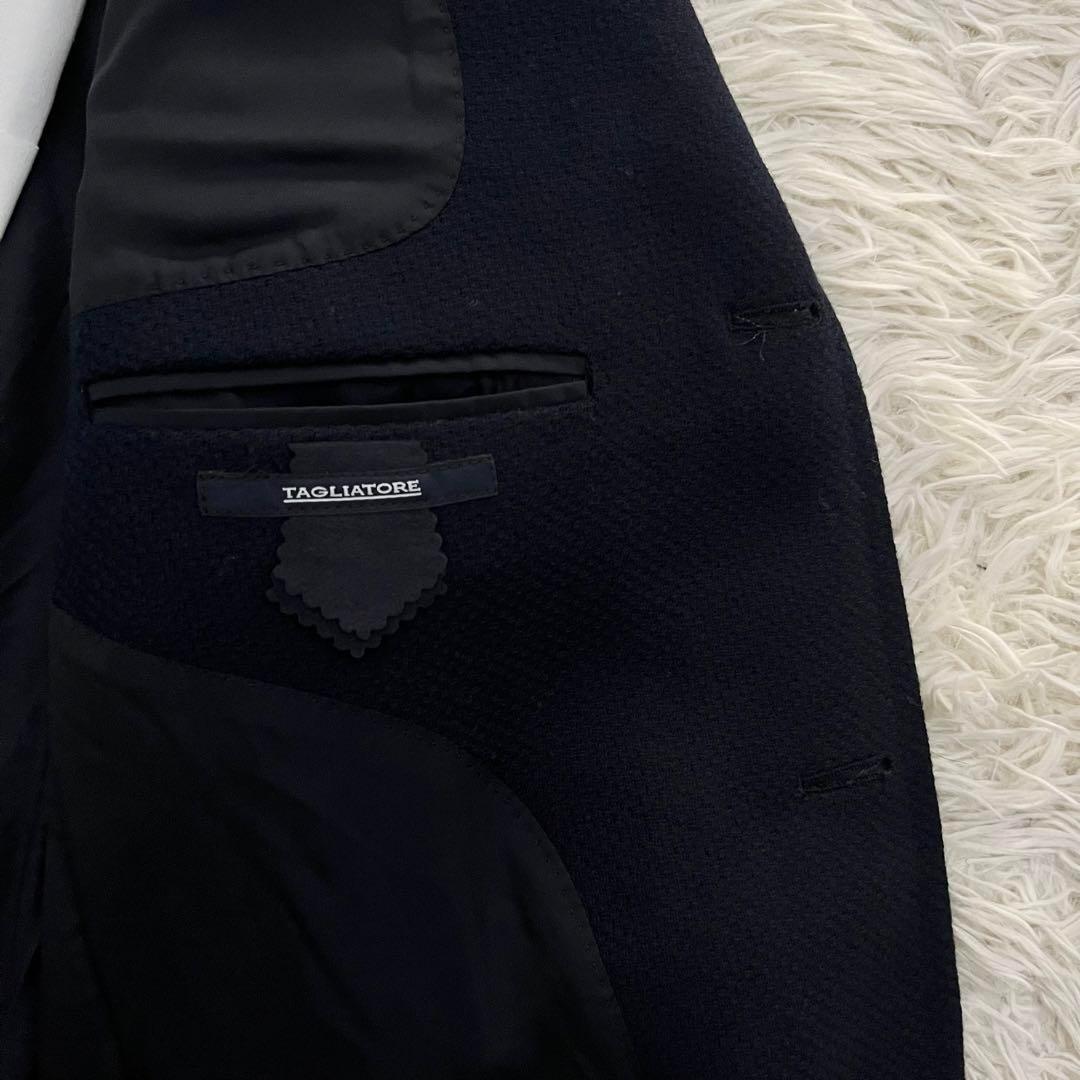 <美品>TAGLIATORE ウール カシミヤ ネイビー チェスターコート 46