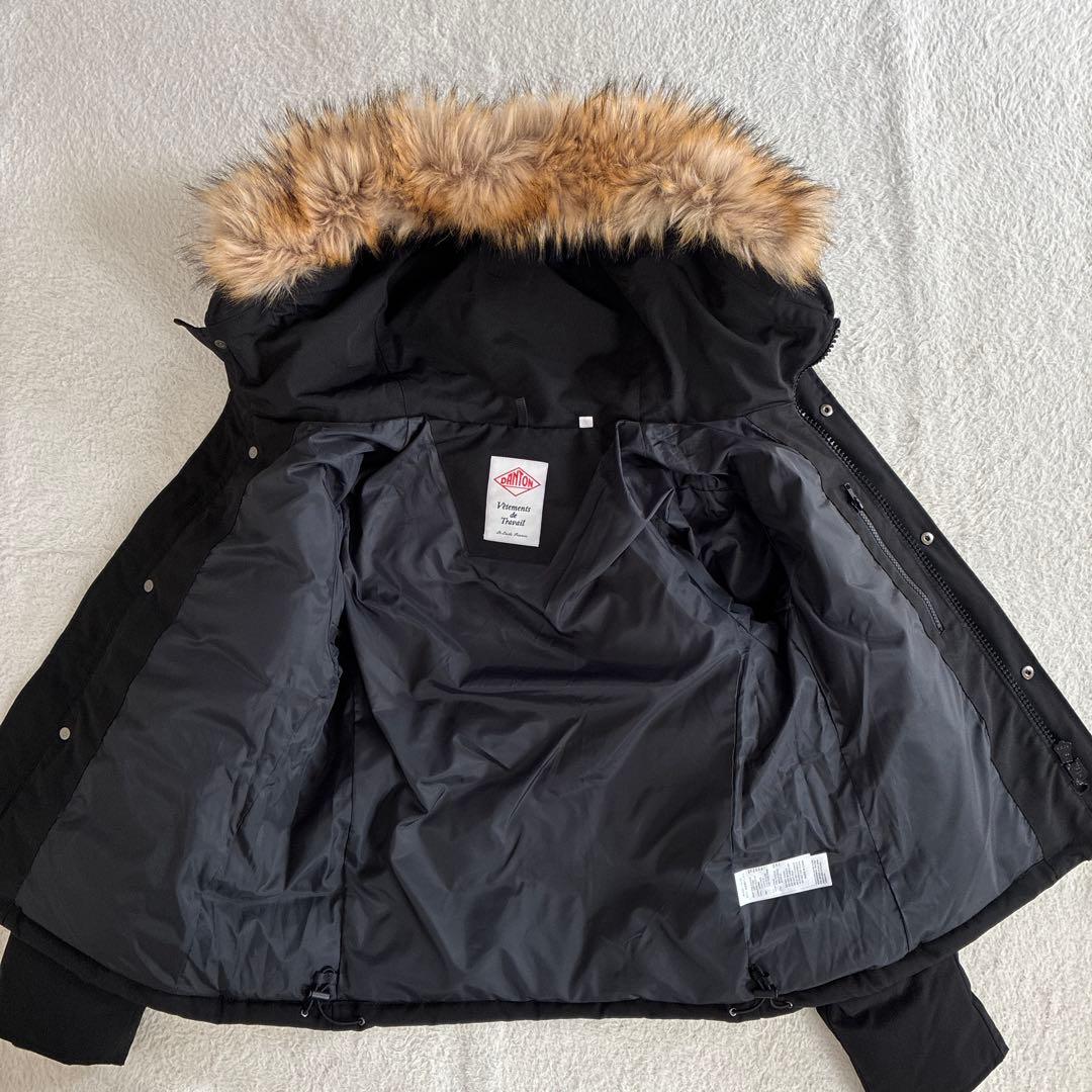 極美品 ダントン Bshop ダウンジャケット 黒 ファーフード付き レディース