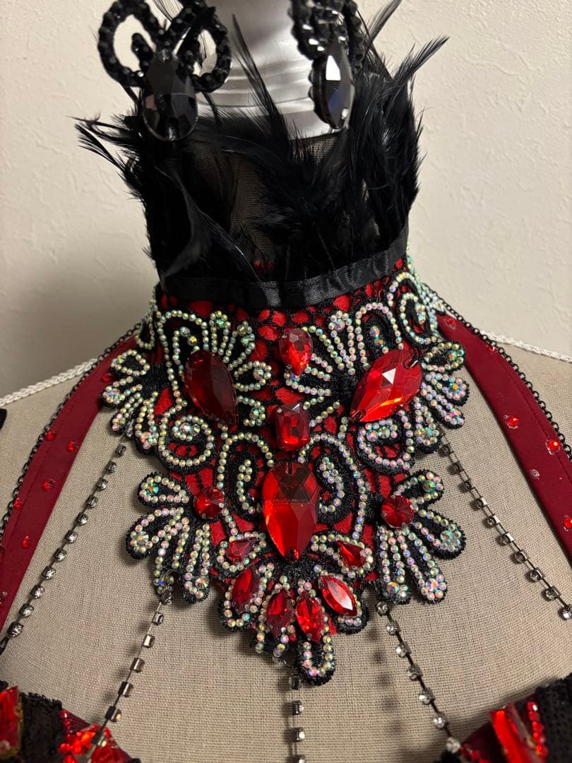 bbb＊エジプト製＊ベリーダンス 衣装セットアップ (赤と黒)オリエンタル