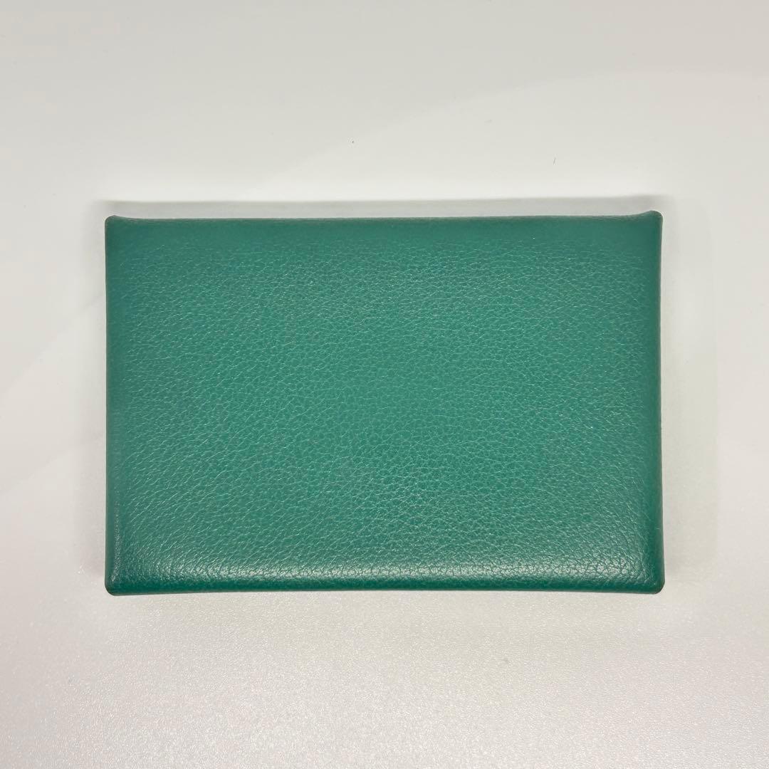 【美品】エルメス カルヴィ カードケース 名刺入れ 緑×水色