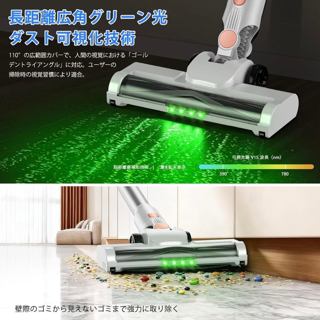 【専用】掃除機 コードレス 超強力吸引 LEDライト 2in1置くだけ充電