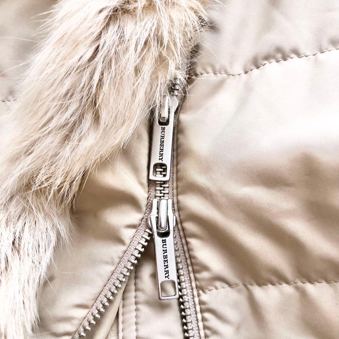 BURBERRY LONDON♪毛皮ノバチェック中綿コート　M ラビット2way
