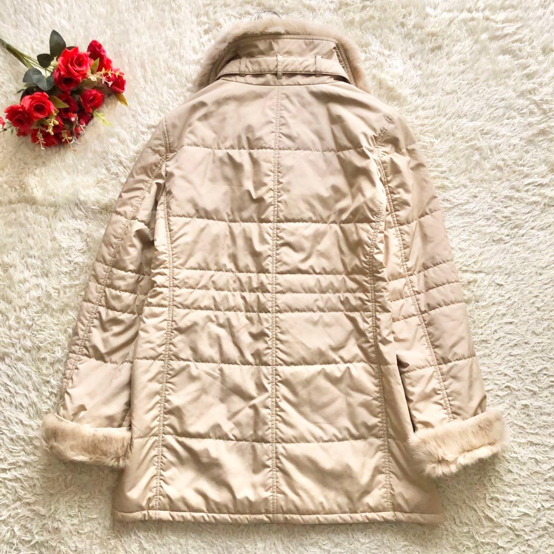 BURBERRY LONDON♪毛皮ノバチェック中綿コート　M ラビット2way